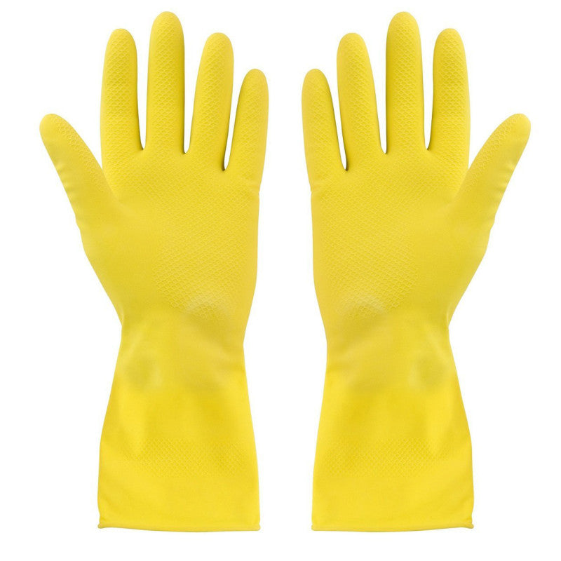 Beauty Hands 12 Pairs Flock Lined Yellow Latex Dish-washing Gloves Size Small