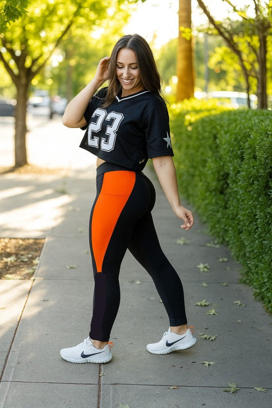 The Tatumn Orange Panel Leggings