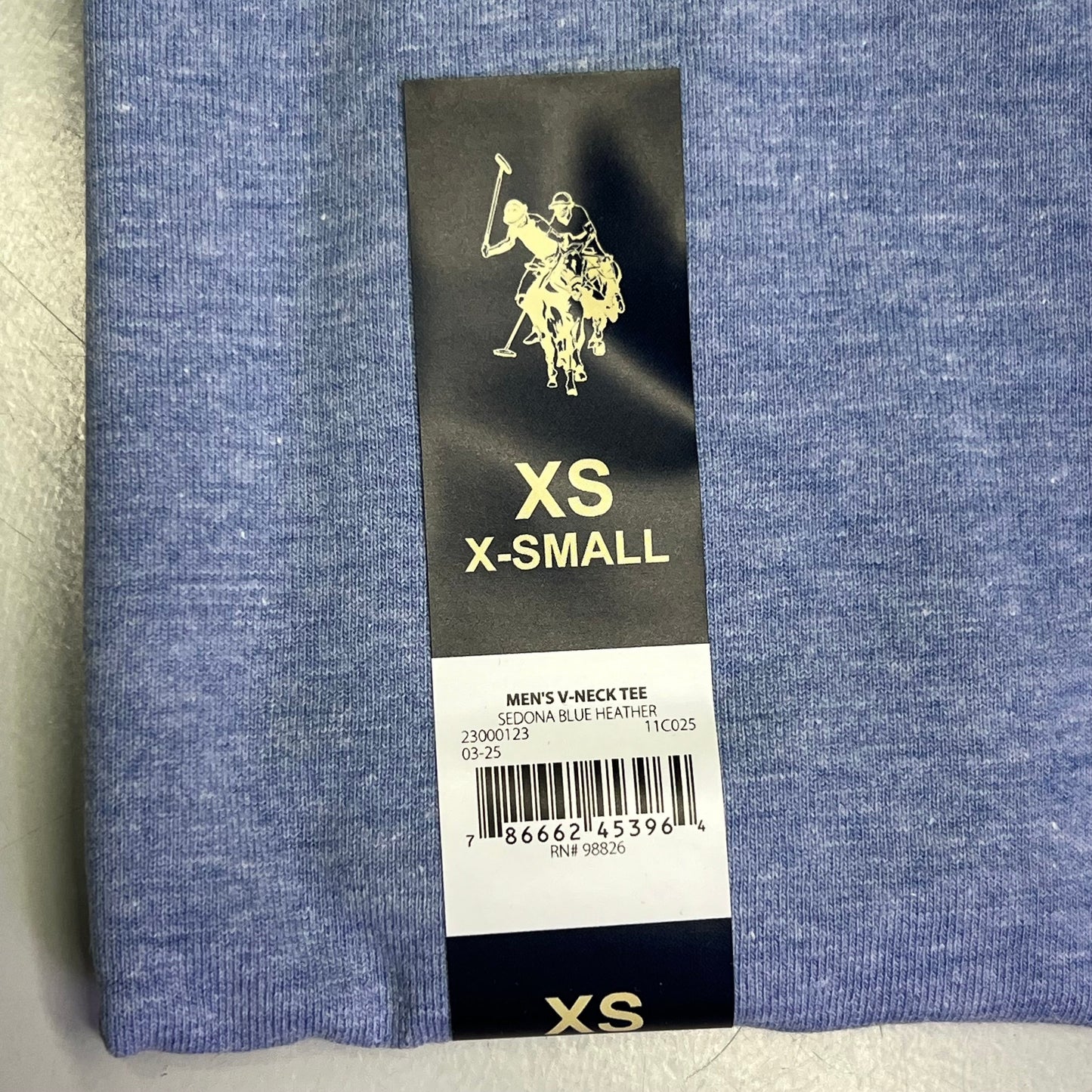 ZA@ U.S. POLO ASSN V-Neck Short Sleeve Tee Shirt Men's Sz XS Sedona Heather Blue