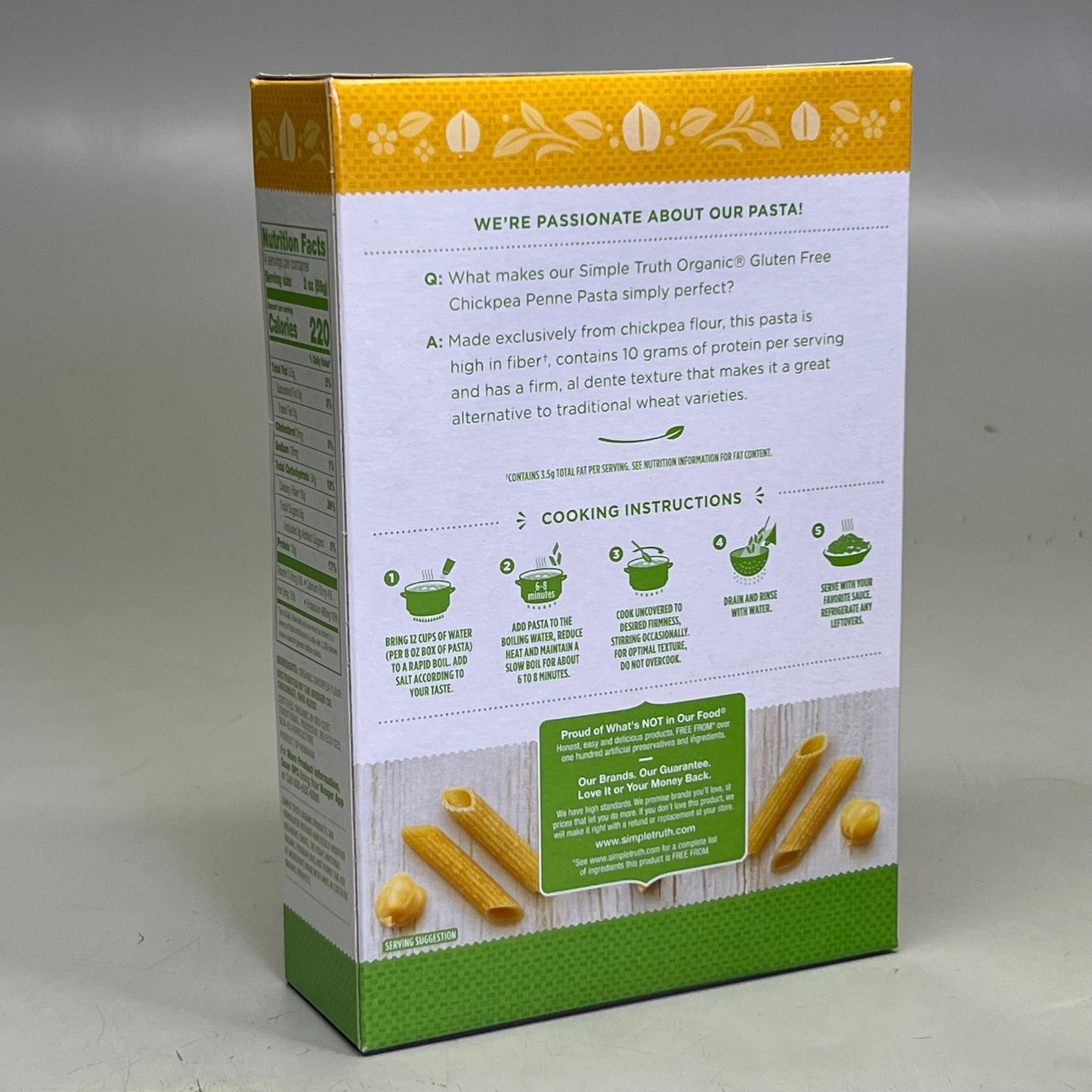 ZA@ SIMPLE TRUTH ORGANIC (6 PACK) Chickpea Penne Pasta 8 oz Yellow BB 02/26 F