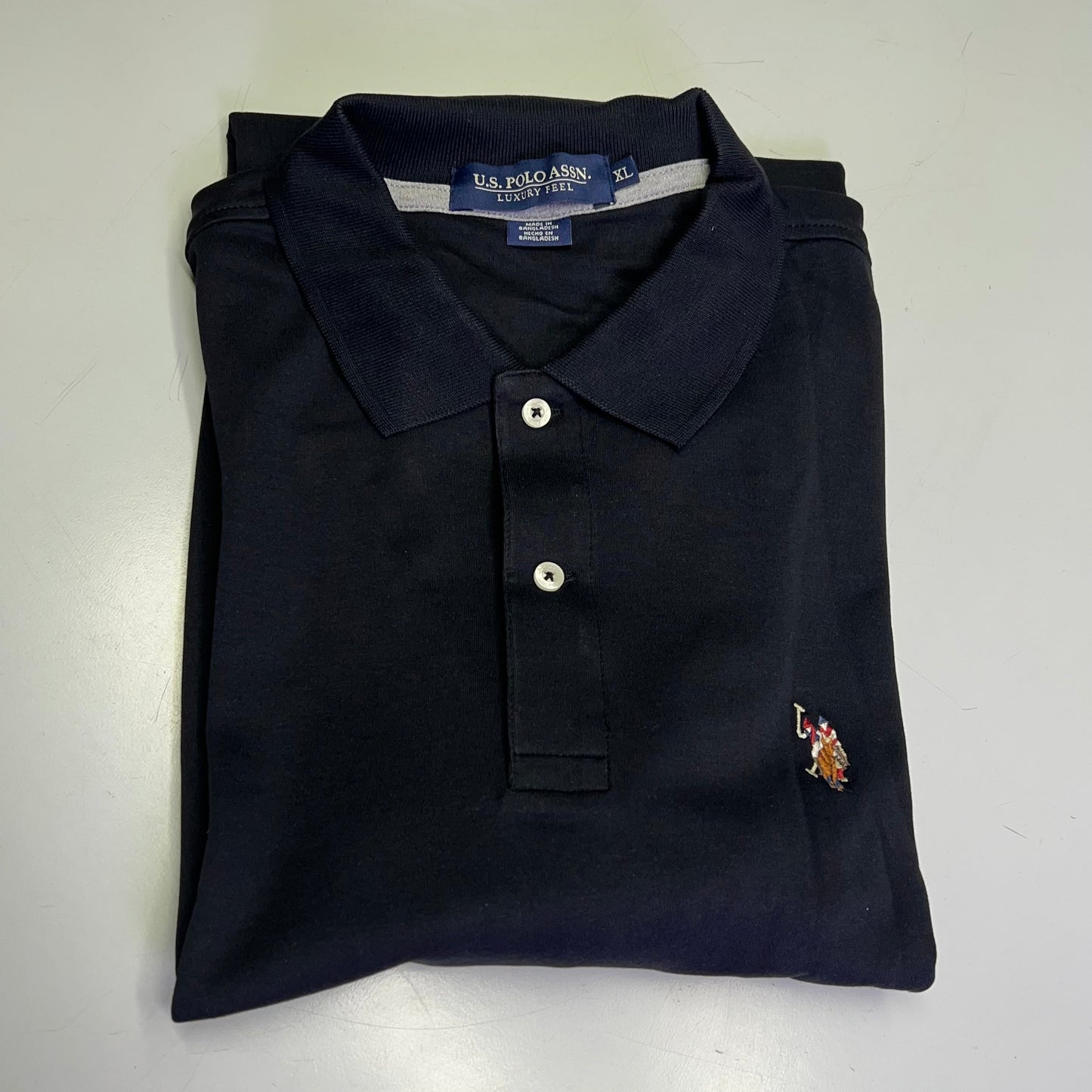 U.S. POLO Interlock Polo Shirt W/ Embroidered Logo Men's Sz XL Black 23000123