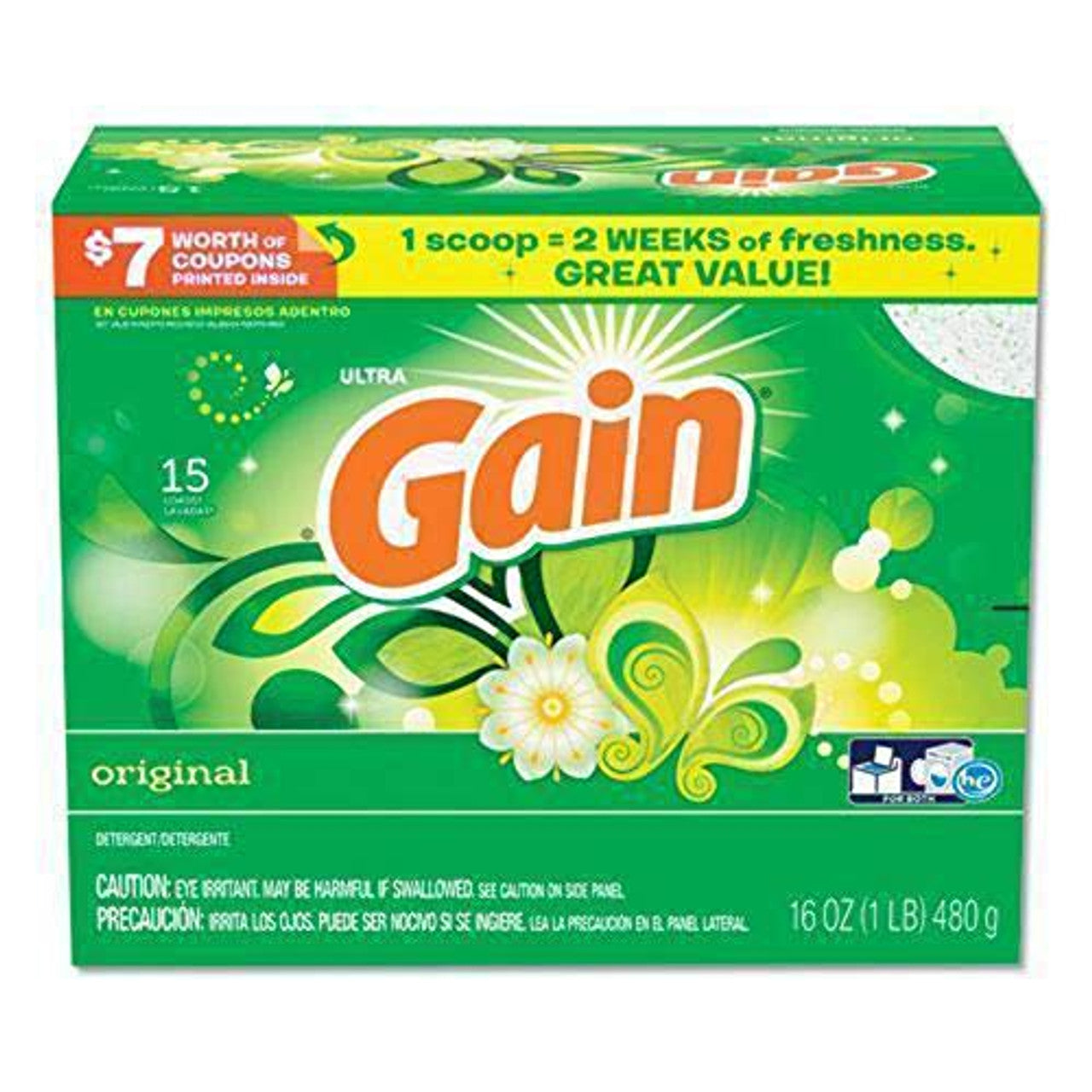 Gain Powder Laundry Detergent For Regular And HE Washers, Original Scent, 16 Ounces 15 Loads
