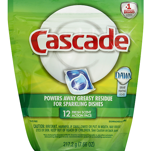 Cascade Dawn Fresh Scent Action Pacs Dishwasher Detergent 12 Ct Pouch