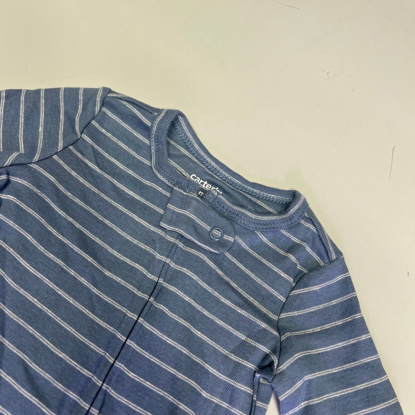 CARTERS (SET OF 2) Soft Farmhouse Pattern Onesie Baby Boy's Sz 9M Blue/White