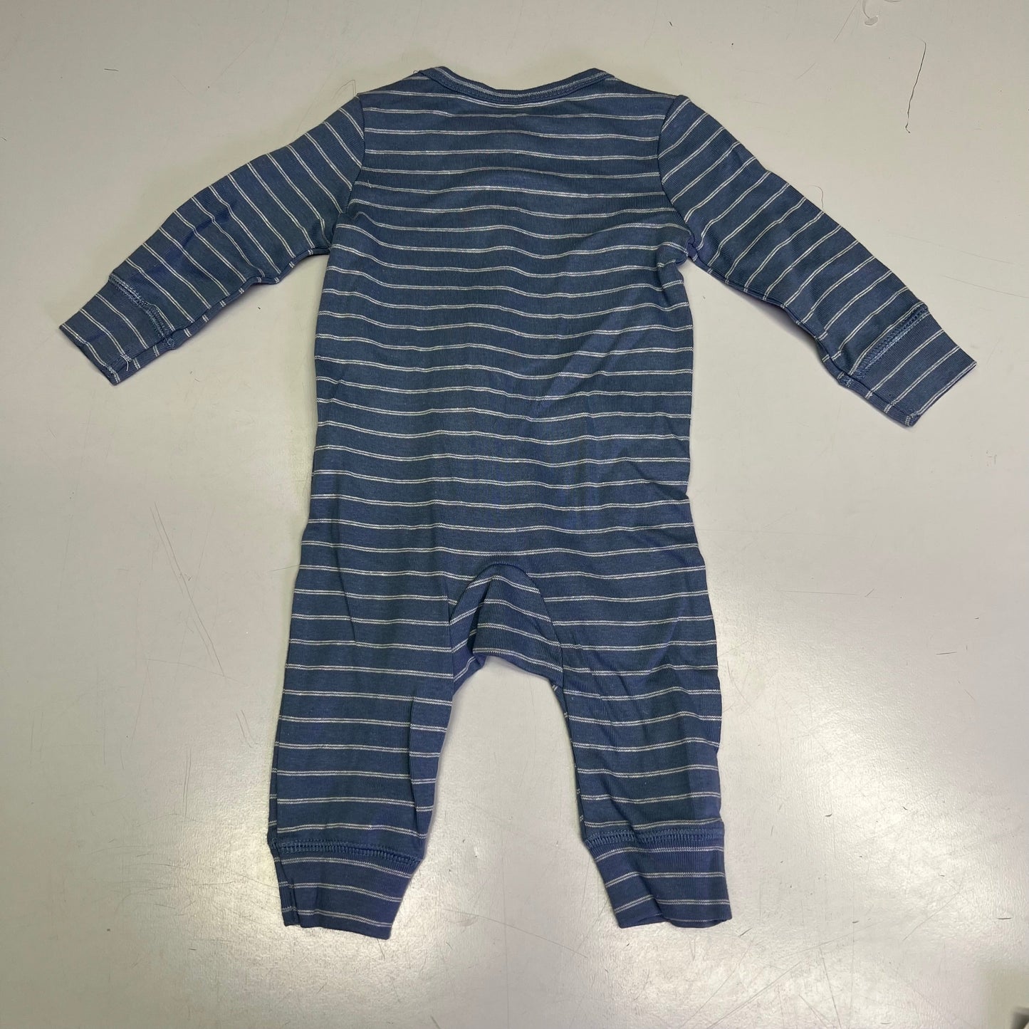 CARTERS (SET OF 2) Soft Farmhouse Pattern Onesie Baby Boy's Sz 9M Blue/White