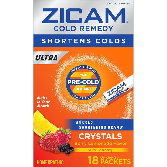 Zicam Cold Remedy Ultra Berry Lemonade Crystals 18 ct
