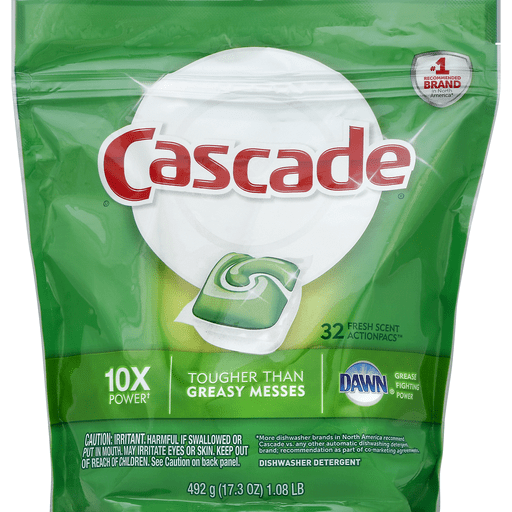 Cascade Dishwasher Detergent, Fresh Scent, Action Pacs