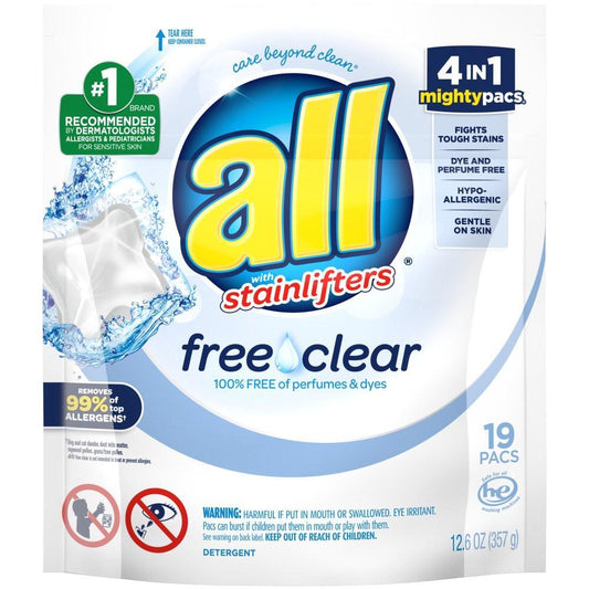 all Detergent, The Original, Free Clear, 4 In 1, Mighty Pacs