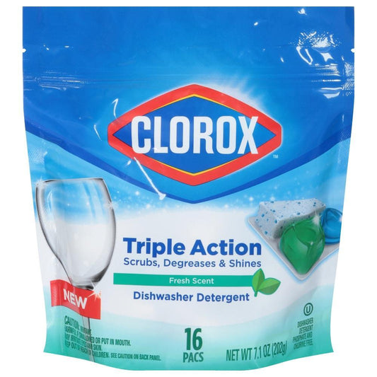 Clorox Dishwasher Detergent, Triple Action, Fresh Scent, Pacs