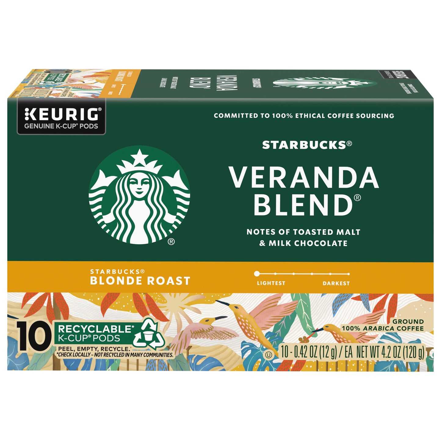 Starbucks Coffee, Ground, Blonde Roast, Veranda Blend, K Cup Pods