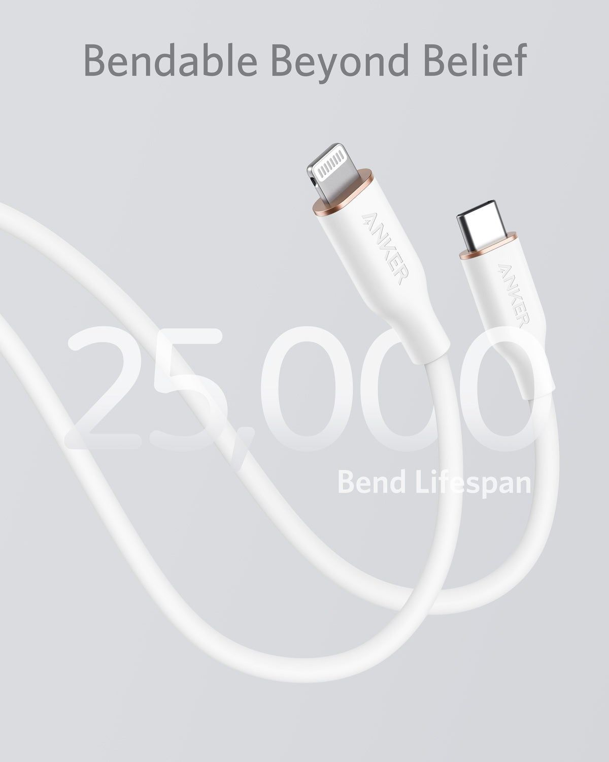 Anker <b>641</b> USB-C to Lightning Cable (Flow, 3 ft Silicone)