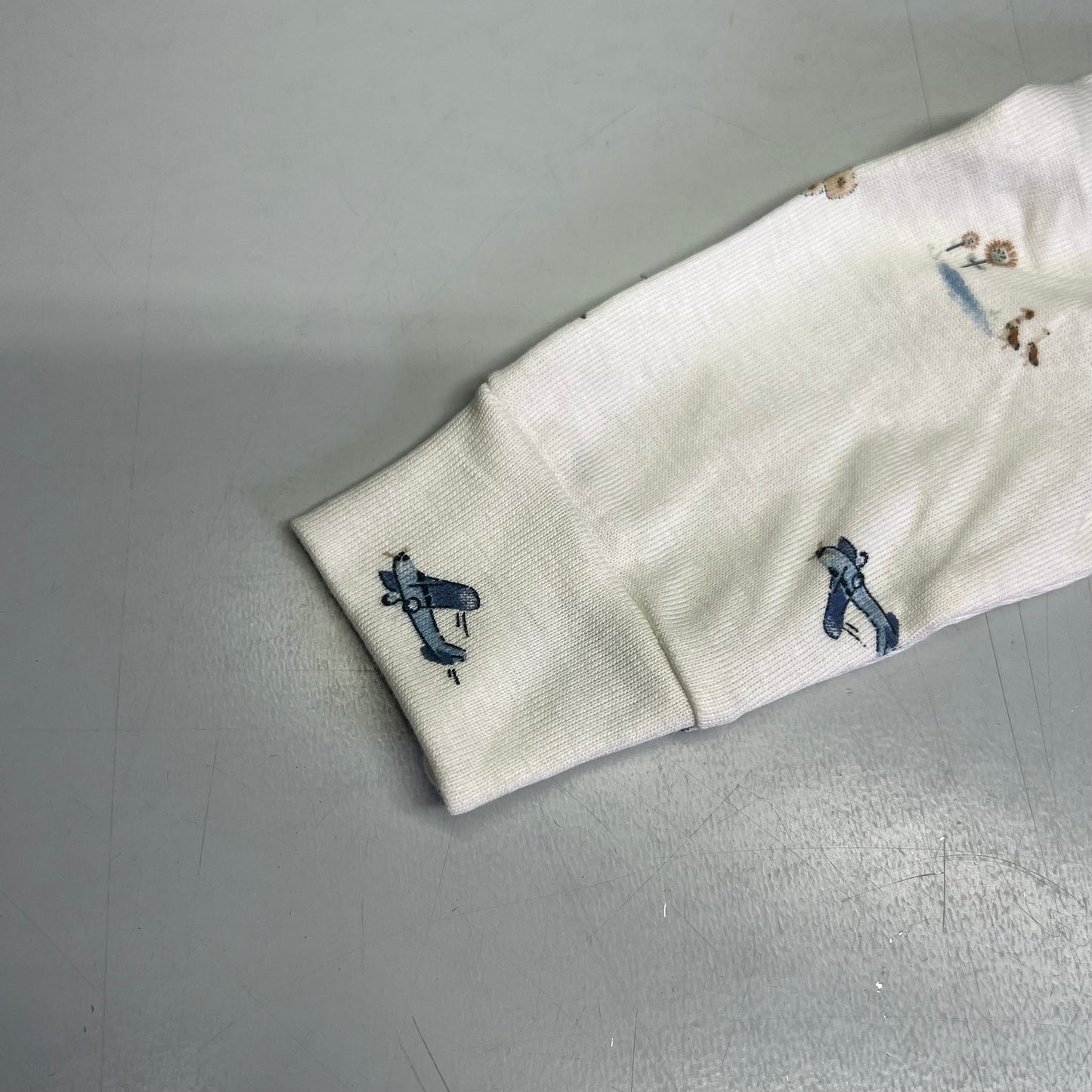 CARTERS (SET OF 2) Soft Farmhouse Pattern Onesie Baby Boy's Sz 9M Blue/White