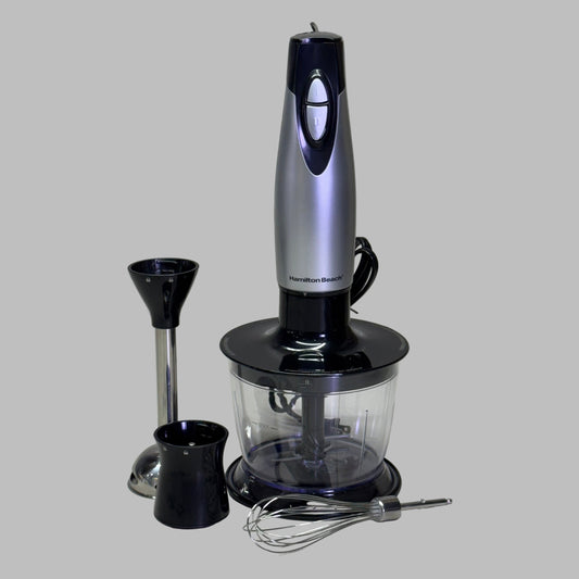 HAMILTON BEACH Electric Immersion Hand Blender With Handheld Blending Stick 2 Speed 225 Watts Grey & Black 59765G