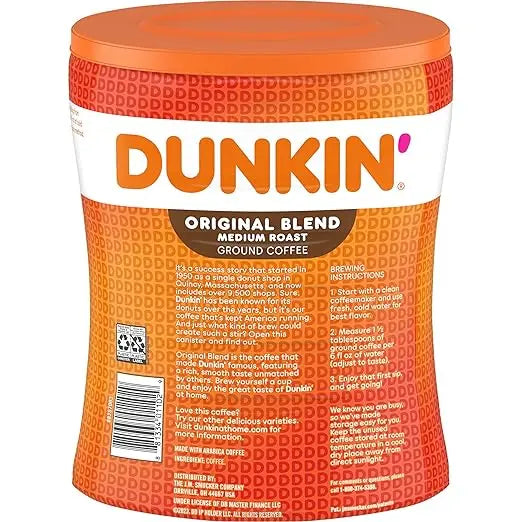 Dunkin' Original Blend Medium Roast Ground Coffee – 30 oz Canister