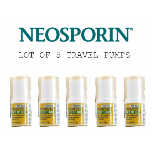 5 Neosporin Neo To Go + Pain Relief Travel Pump Ointment First Aid 24 Hour